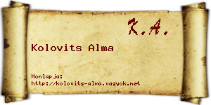 Kolovits Alma névjegykártya